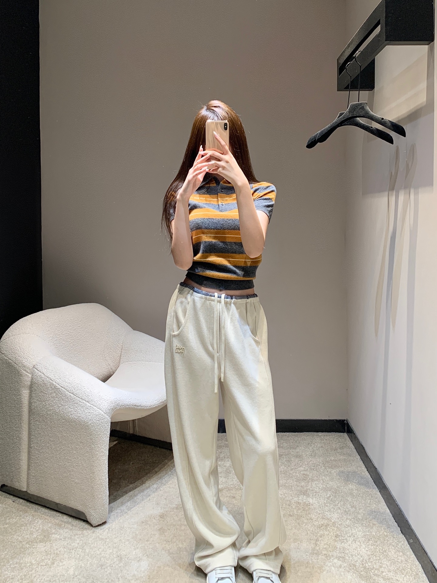 Miu Miu Terry Cloth Lounge Pants with Embroidered Patch - Relaxed Fit