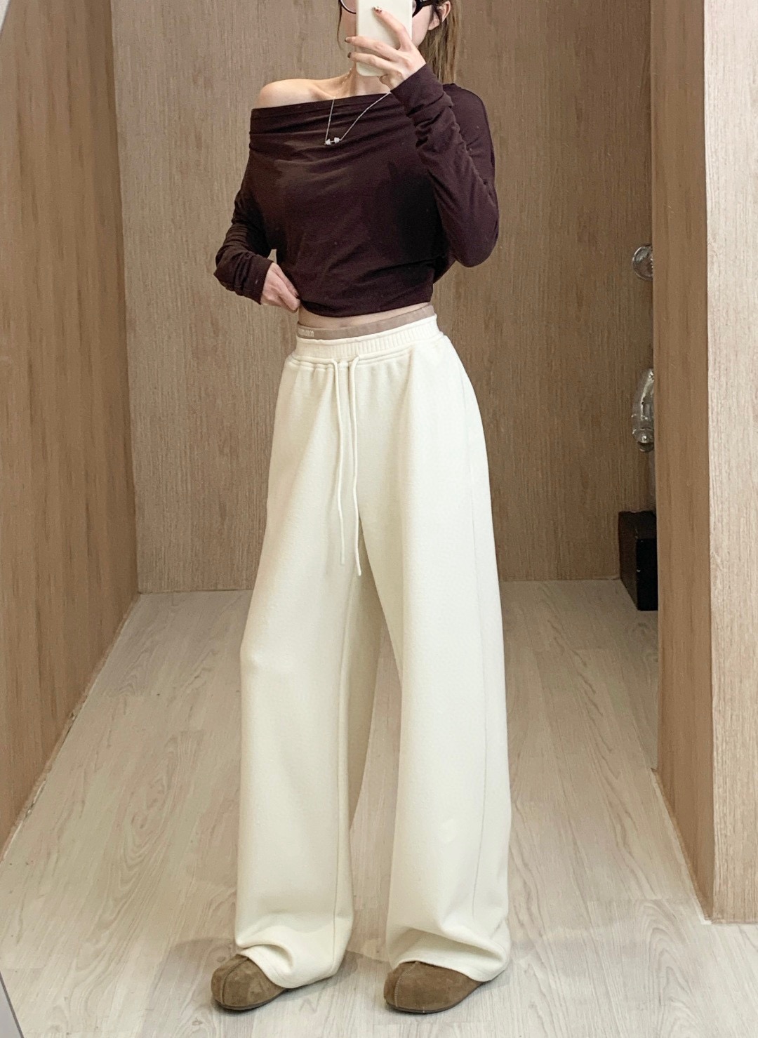 Miu Miu Inspired Fleece Lined Wide Leg Pants with Drawstring - Cozy & Chic