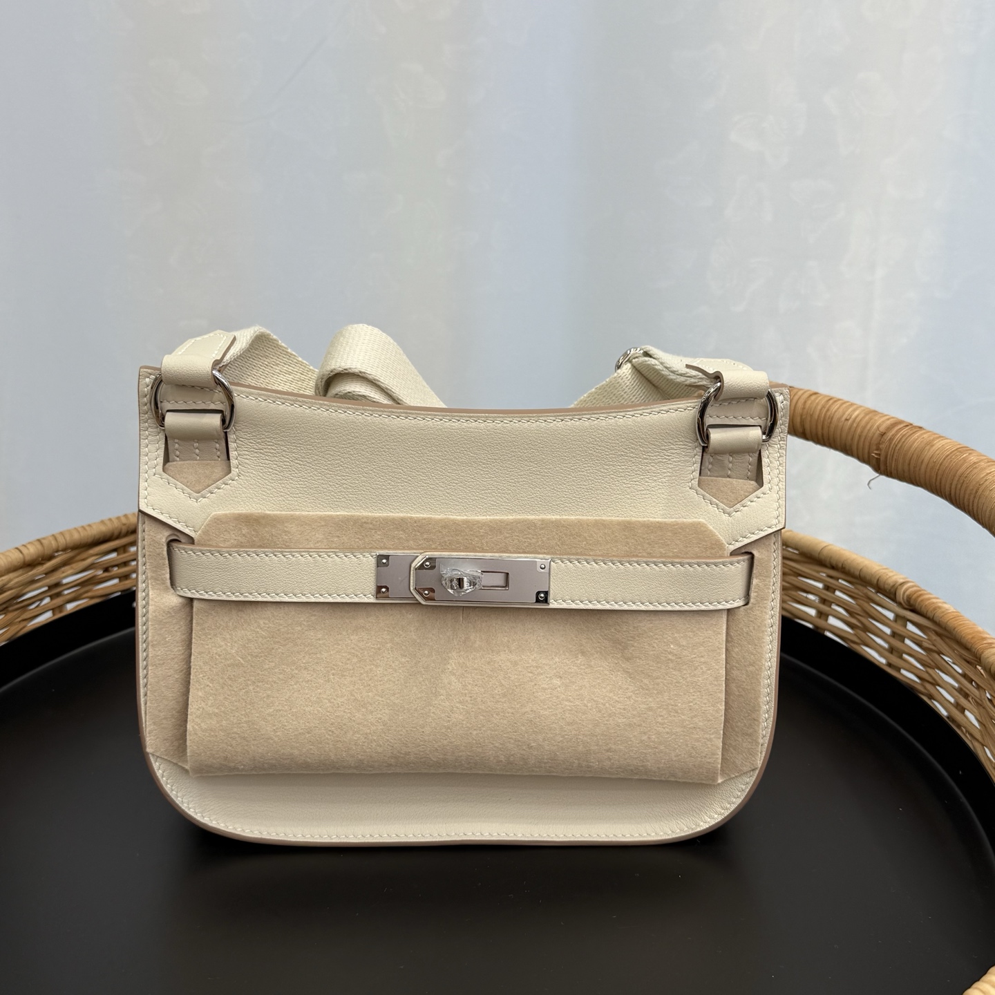 Mini Jypsiere 23cm Piel Swift importada de fábrica original [Blanco batido] Hebilla dorada y plateada, unisex, sincroni…