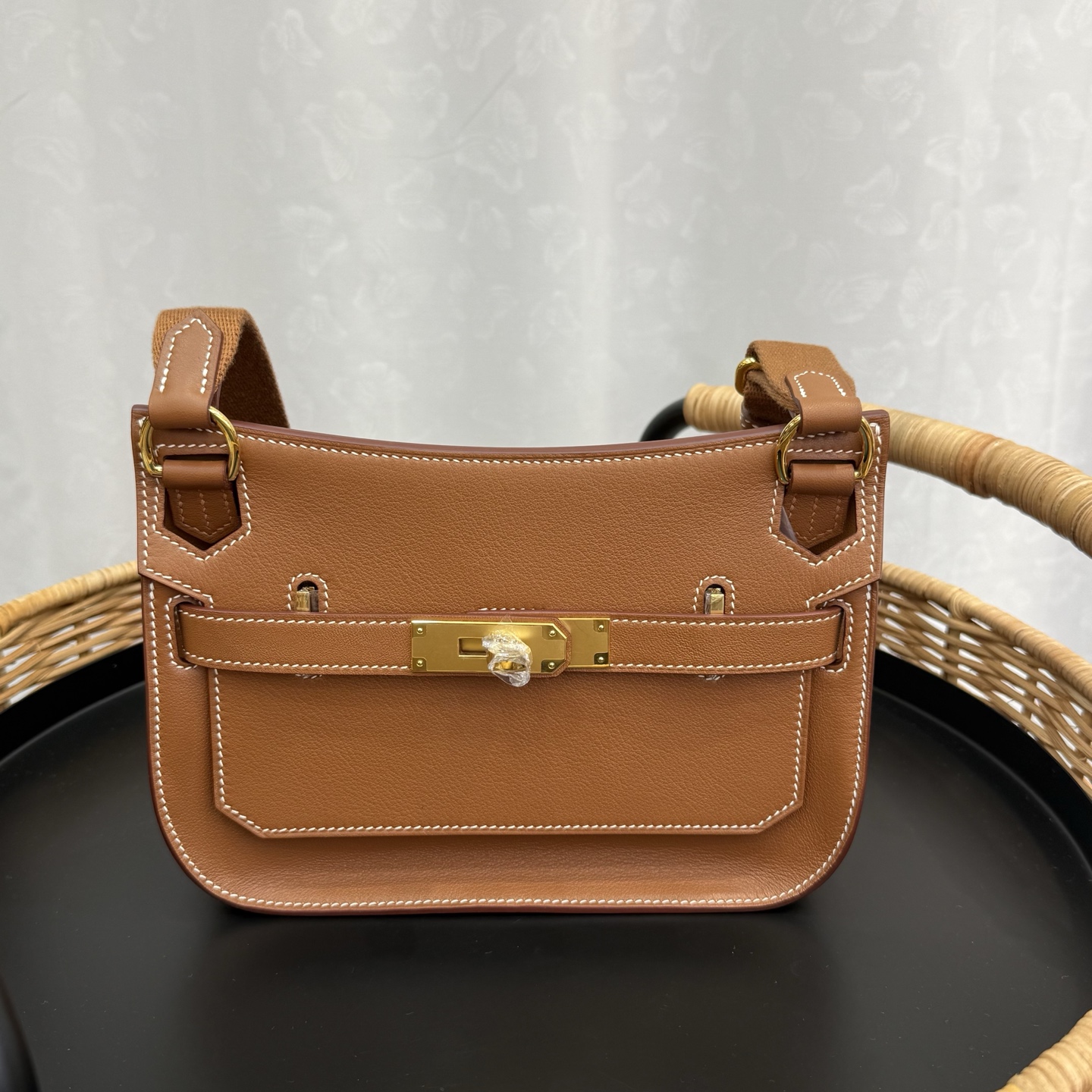 Mini Jypsiere 23cm Piel Swift importada de fábrica original [Marrón dorado] Hebilla dorada y plateada, unisex, sincroni…