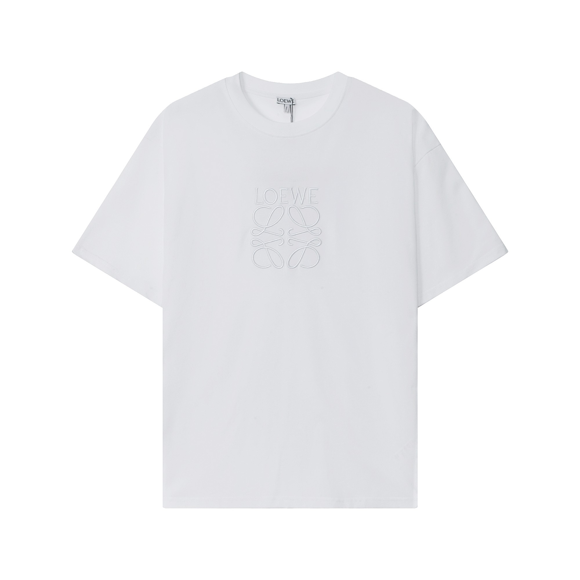 🅿️90 #0211款，高端定制，独家最高品质版本LOEWE*家logo刺绣圆领短袖T恤，采用独家定制290g原版1:1双股双纱纯棉面料，定织定染同缸无色差罗纹，定制1:1辅料，三标齐全，Oversize宽松版型，做工精细完美，面料柔软…