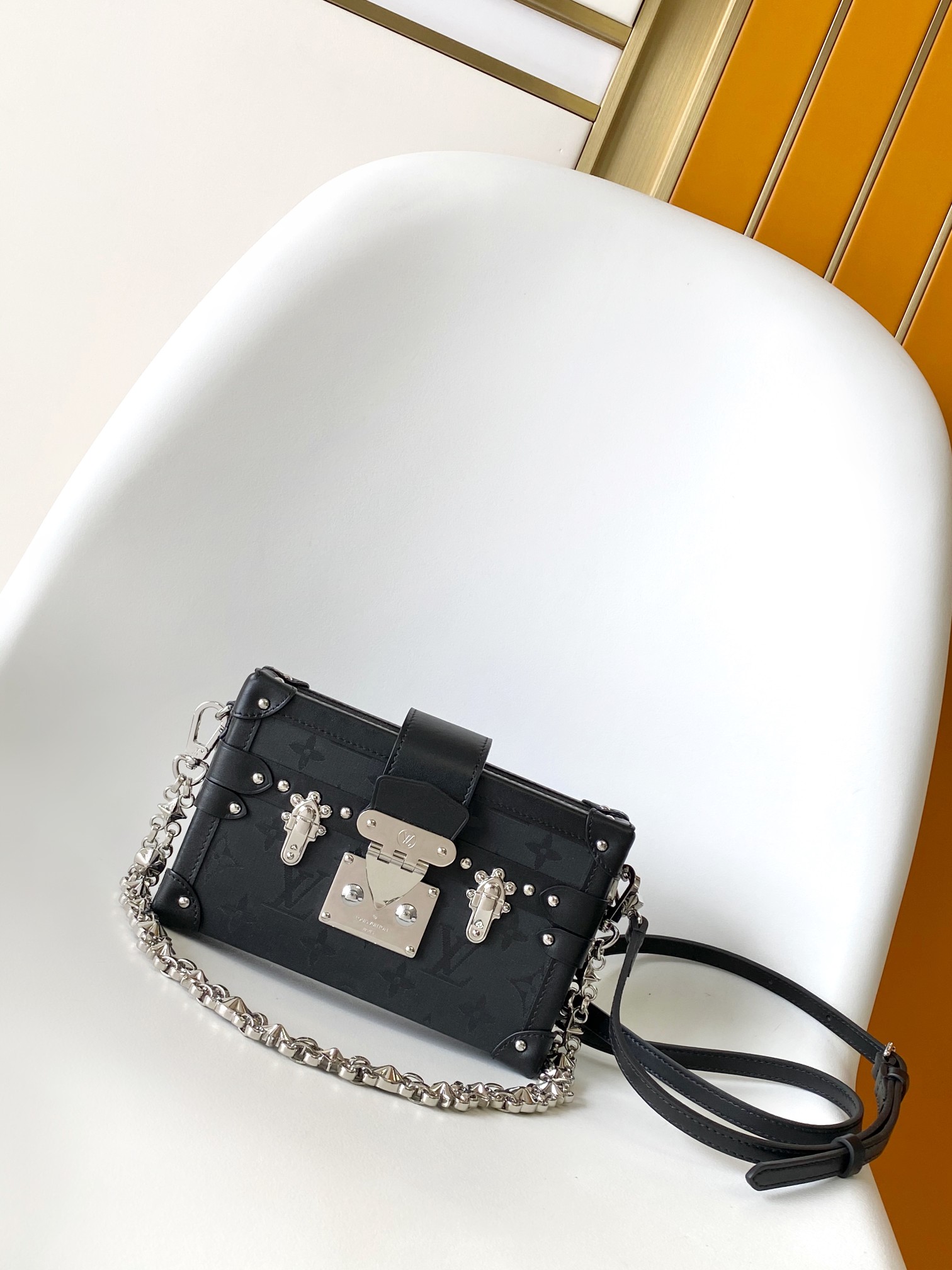 Louis Vuitton Petite Malle Monogram Canvas Black Crossbody Bag, 20x12.5x6cm