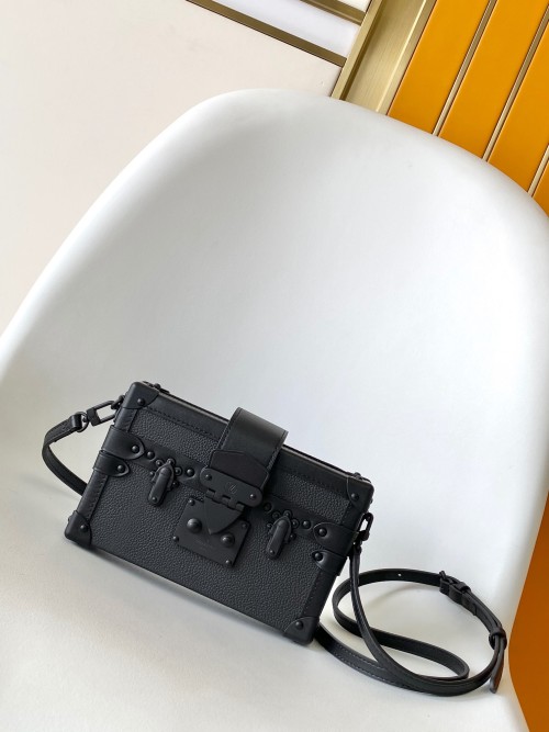Louis Vuitton Petite Malle Black Leather Crossbody Bag, 20x12.5x6cm 1 Louis Vuitton Petite Malle Black Leather Crossbody Bag, 20x12.5x6cm