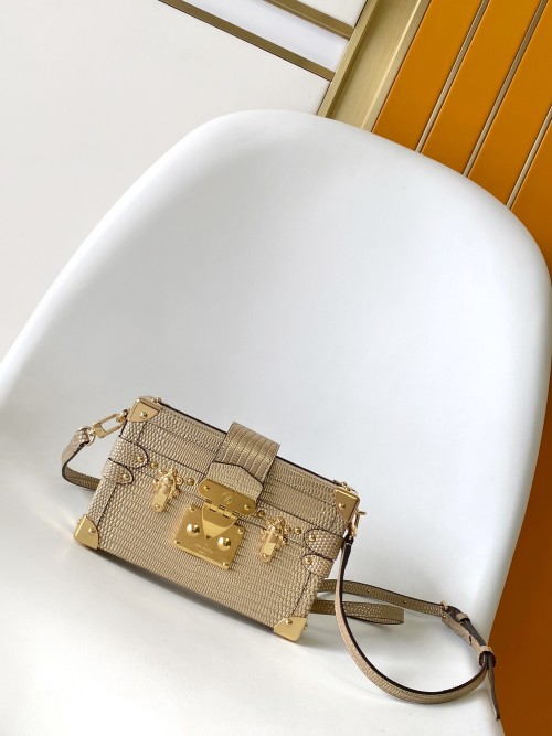 Louis Vuitton Petite Malle Gold Lizard Leather Crossbody Bag 1 Louis Vuitton Petite Malle Gold Lizard Leather Crossbody Bag