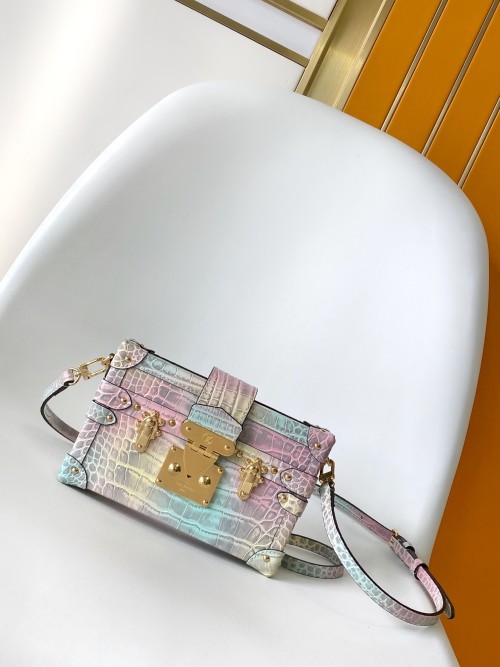 Louis Vuitton Petite Malle Rainbow Alligator Leather Crossbody Bag 1 Louis Vuitton Petite Malle Rainbow Alligator Leather Crossbody Bag