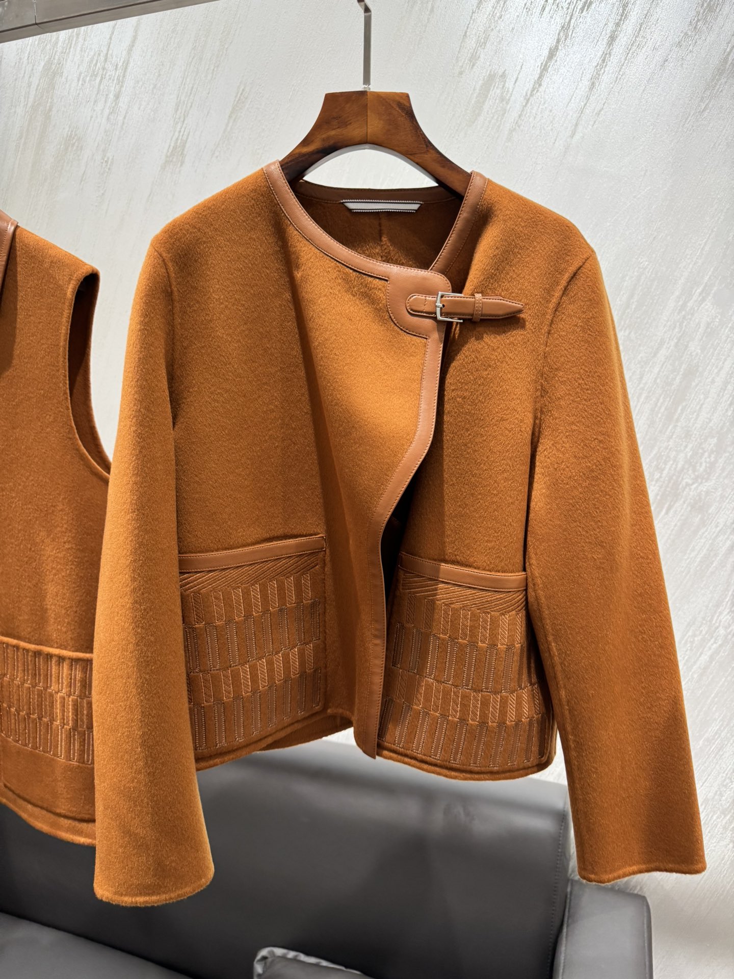 “Original Hard-Core Female Suit with Heavy-Earth Embroidery, 90% Wool, 10% Wool in White, Black, Caramel”