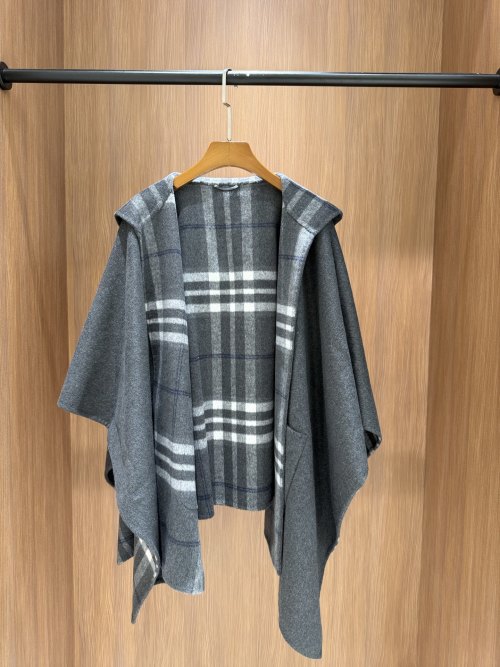 Burberry Inspired Plaid Wool Blend Cape with Hood - One Size Fits All 1 Burberry Inspired Plaid Wool Blend Cape with Hood - One Size Fits All