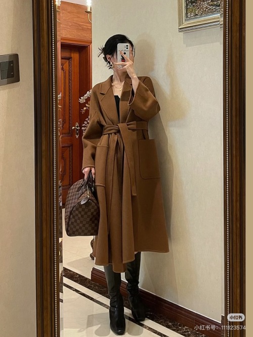 Elegant Brown Wool Blend Coat with Belt - Sophisticated Winter Outerwear 1 Elegant Brown Wool Blend Coat with Belt - Sophisticated Winter Outerwear