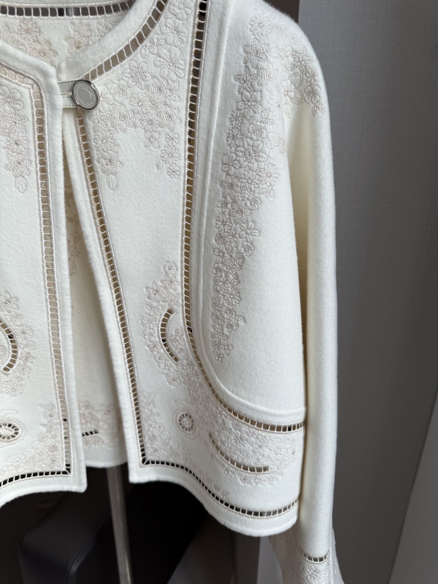 Embroidered Cutout Double-Face Cashmere Short Jack