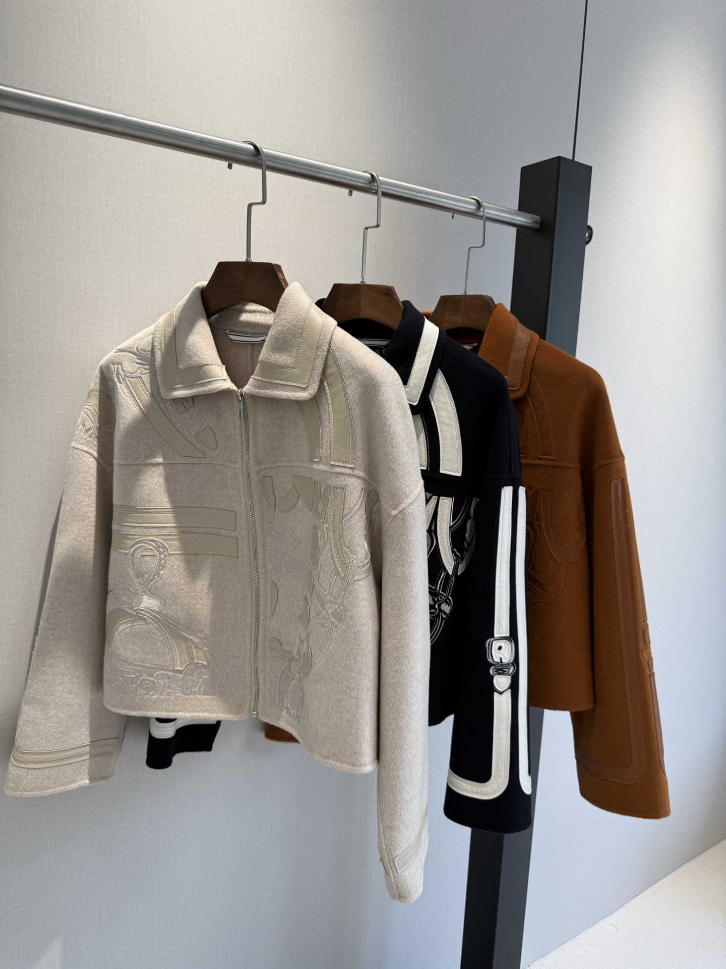 HERMÈS Graphic Printed Double-Face  Cropped Jacket
