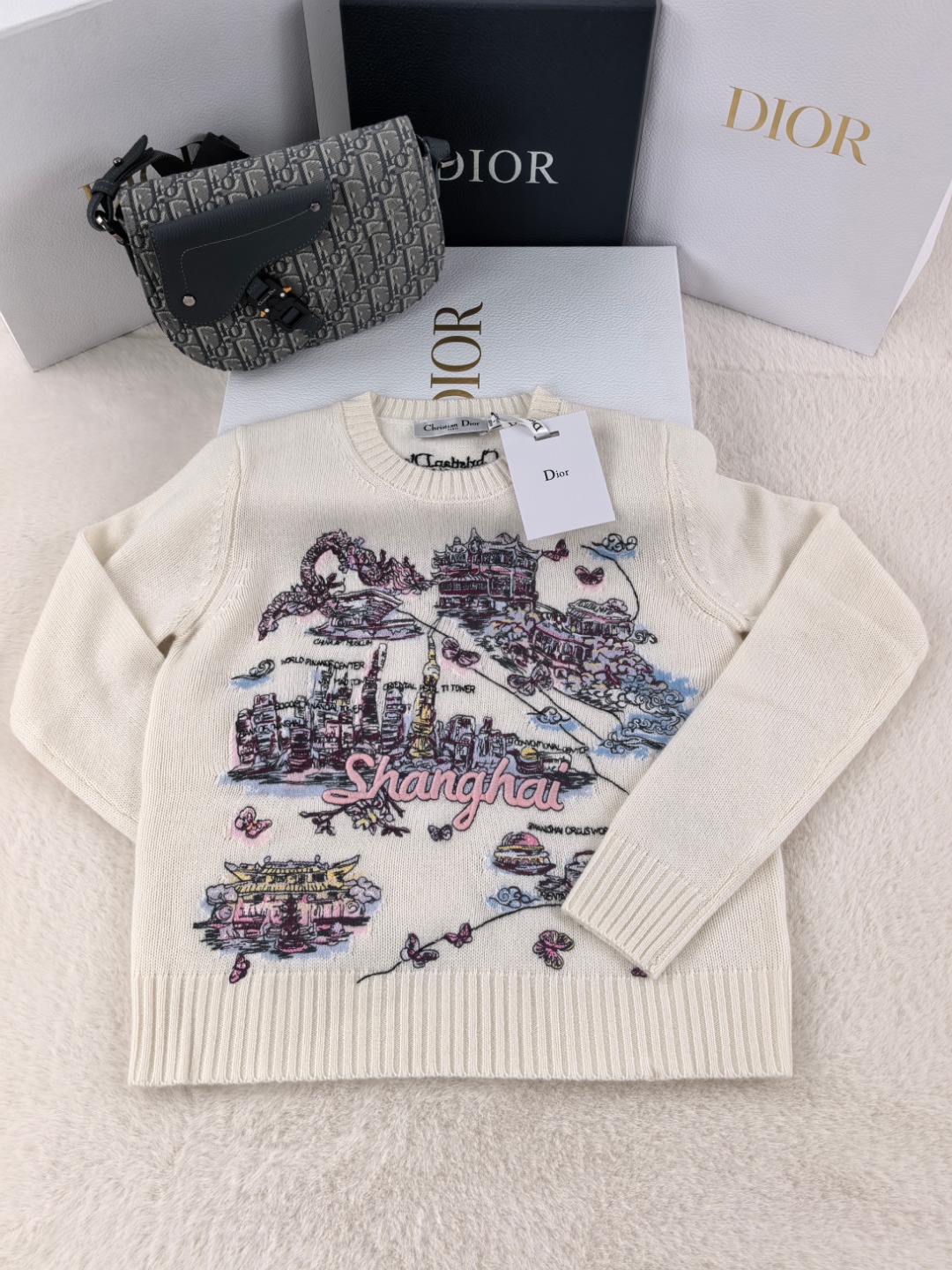 NO:454412,Dior embroidered long sleeve pullover YB1:1 three-code spot, dior, alexander wang19860909迪奥刺绣图案长袖套头 YB1:1 三码现货,,dior,alexander wang,Women's clothing