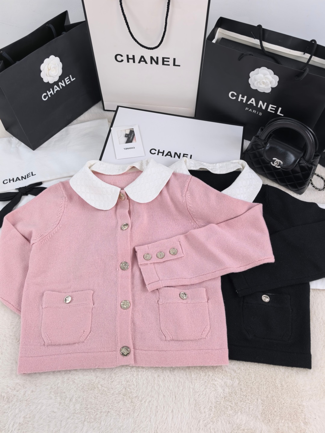 NO:508219,Xiaoxiang removable doll collar cardigan original 1:1 two-color three-code spot, alexander wang19860909小香可拆卸娃娃领开衫 原版1:1 两色三码现货,,alexander wang,Women's clothing