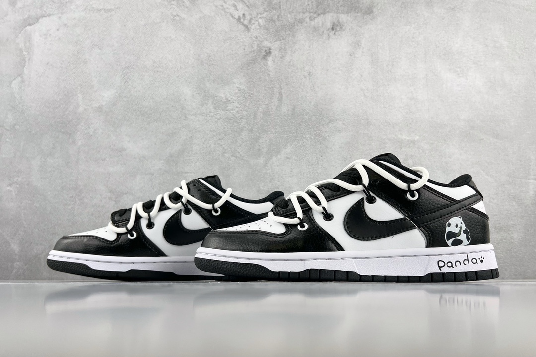 Customized sneakers Nike Dunk Low Petro ”Black” Panda Black and White DD1391-100