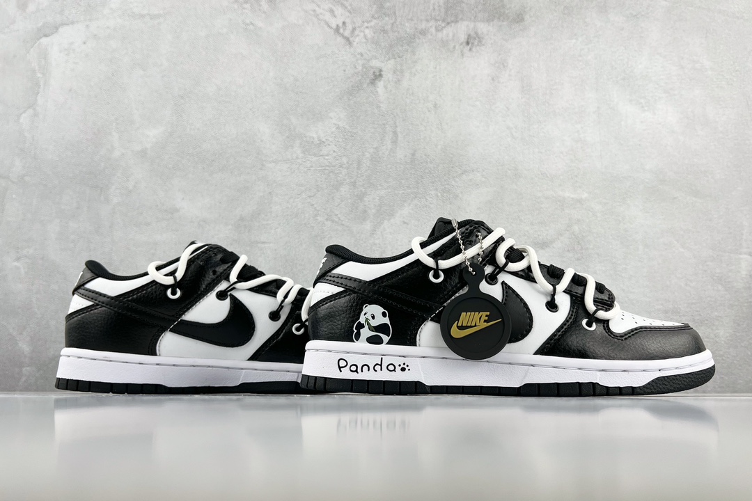 Customized sneakers Nike Dunk Low Petro ”Black” Panda Black and White DD1391-100