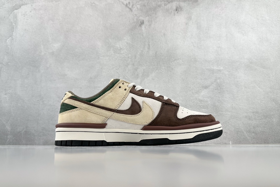 300 Nike Dunk Low Twist"ChocolateBeige"“麂皮巧克力棕米黄双钩”  DZ2794-866