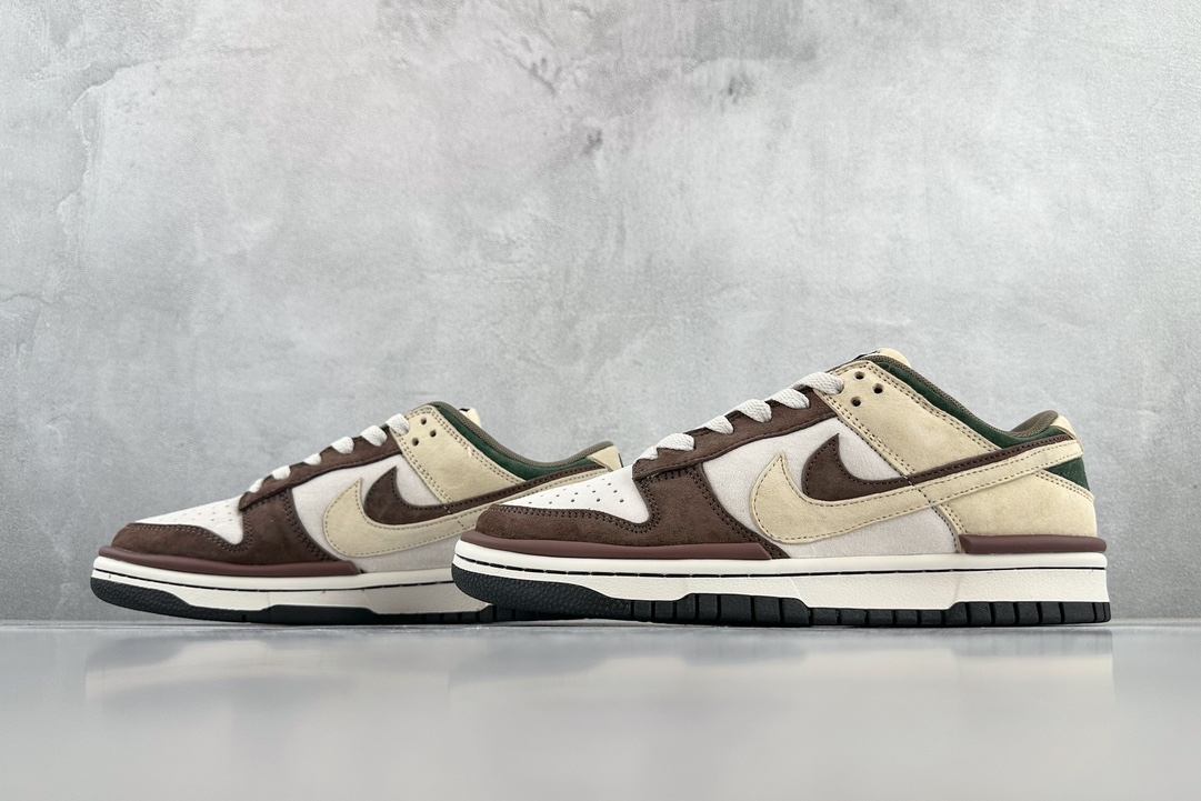 300 Nike Dunk Low Twist"ChocolateBeige"“麂皮巧克力棕米黄双钩”  DZ2794-866