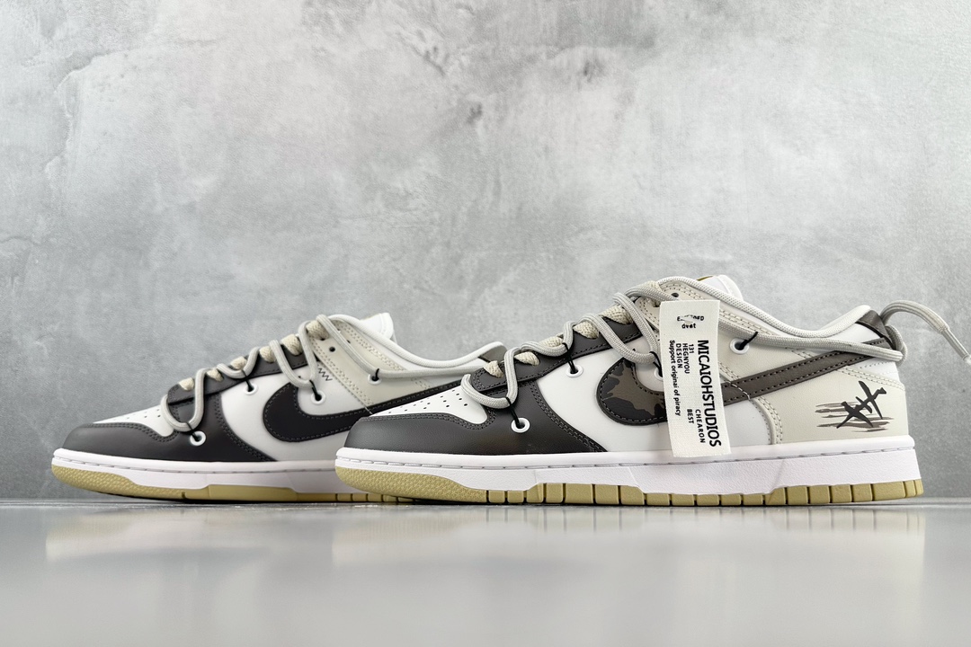 Pure original custom sneakers Nike Dunk Low ink crack graffiti patch retro black and white DV0833-100