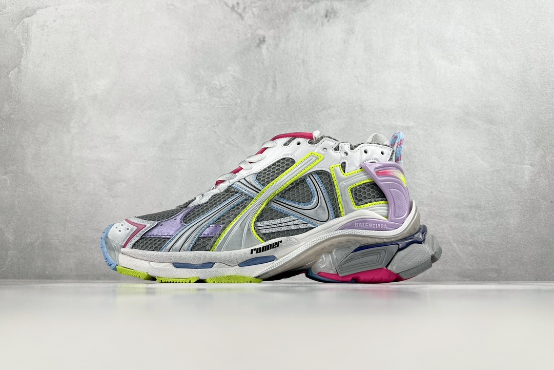 Balenciaga巴黎世家 Runner 白黄紫 772774 W3RNY 9108