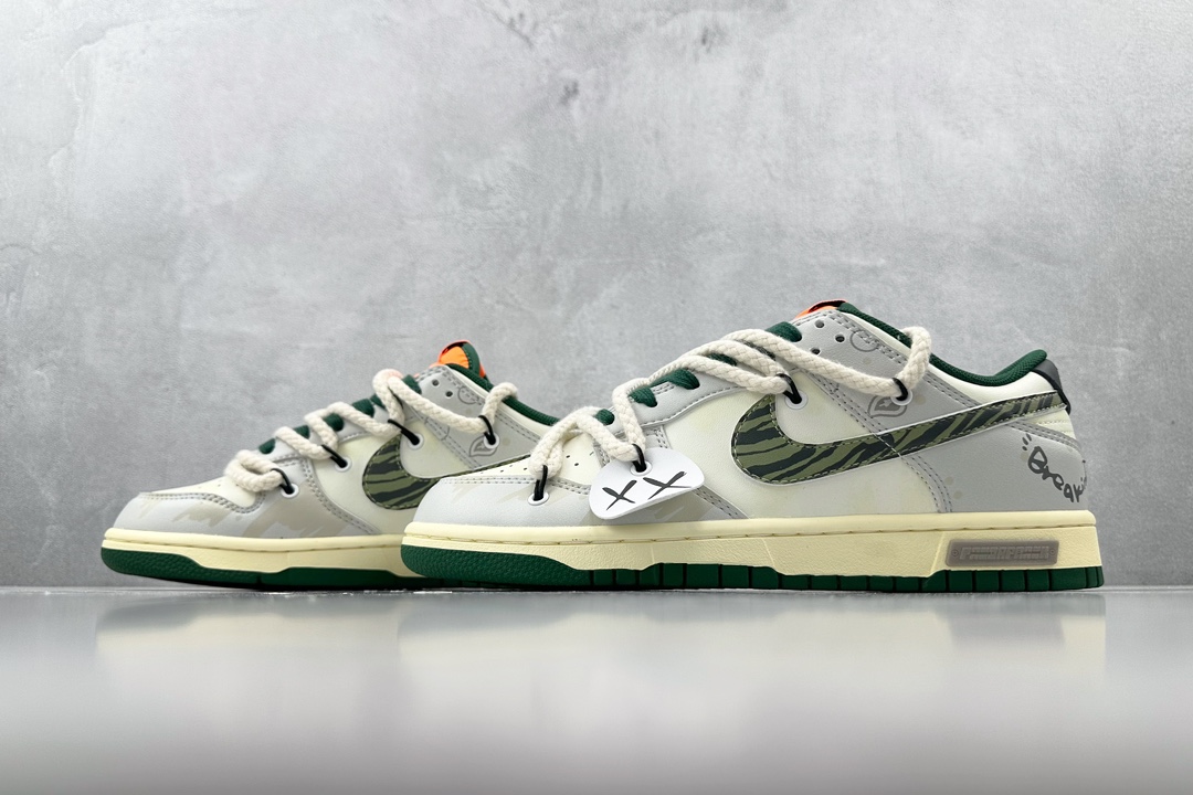 
【定制球鞋】 Nike Dunk Low 熊猫恶作剧 鬼面海 白绿橙

货号：DD1391-300
