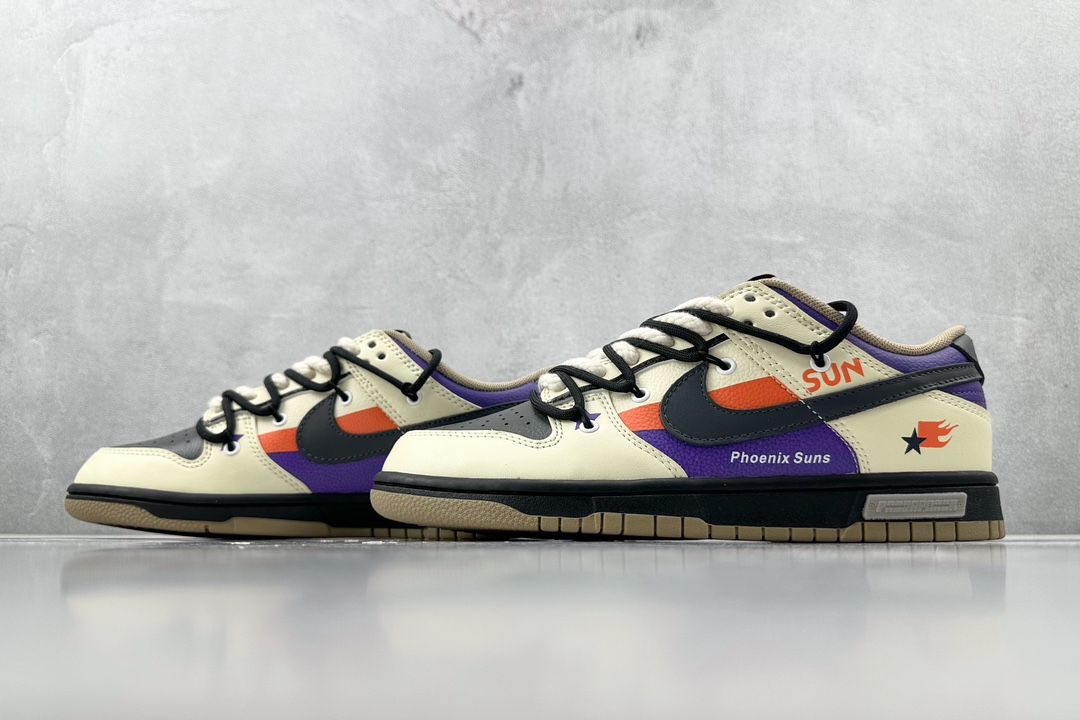 Customized sneakers Nike Dunk Low Panda Prank Son of the Sun Purple Orange DJ6188-200