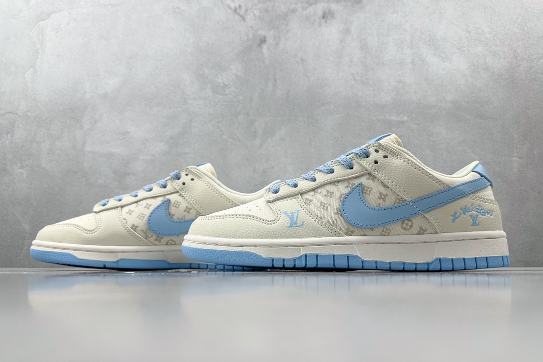 Customized NIKEDIY Dunk Low Pro White Moon LV Print XD1688-011