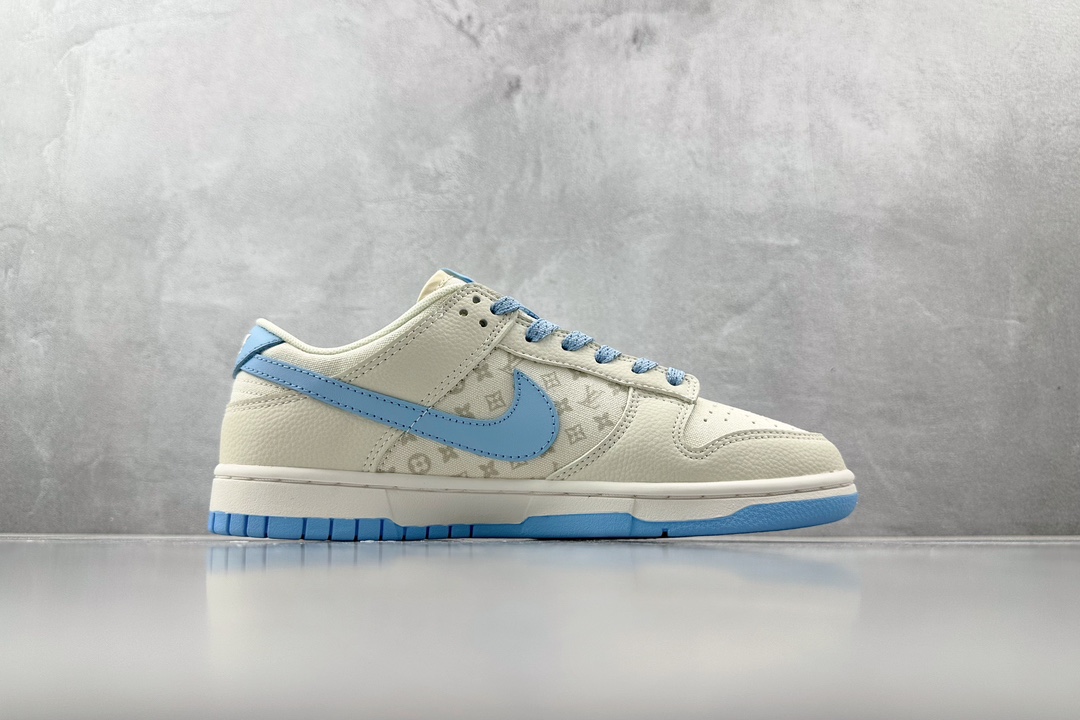 Customized NIKEDIY Dunk Low Pro White Moon LV Print XD1688-011