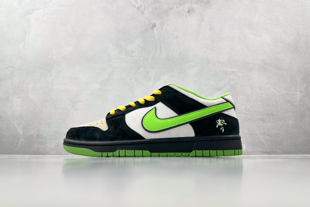 00 定制 飞天小女警 Nike Dunk Low 黑绿 GP5532-063