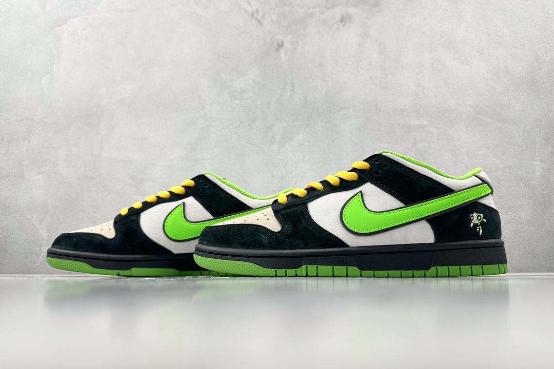 00 定制 飞天小女警 Nike Dunk Low 黑绿 GP5532-063