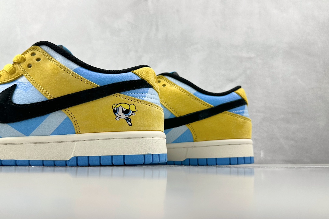 Custom Powerpuff Girls Nike Dunk Low Blue and Yellow GP5532-061