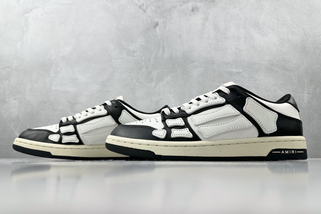 AMIRI Skel-Top Low Black and White Bone Shoes PXMFS002-004