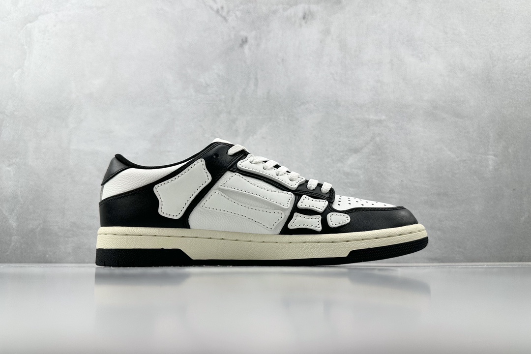 AMIRI Skel-Top Low Black and White Bone Shoes PXMFS002-004