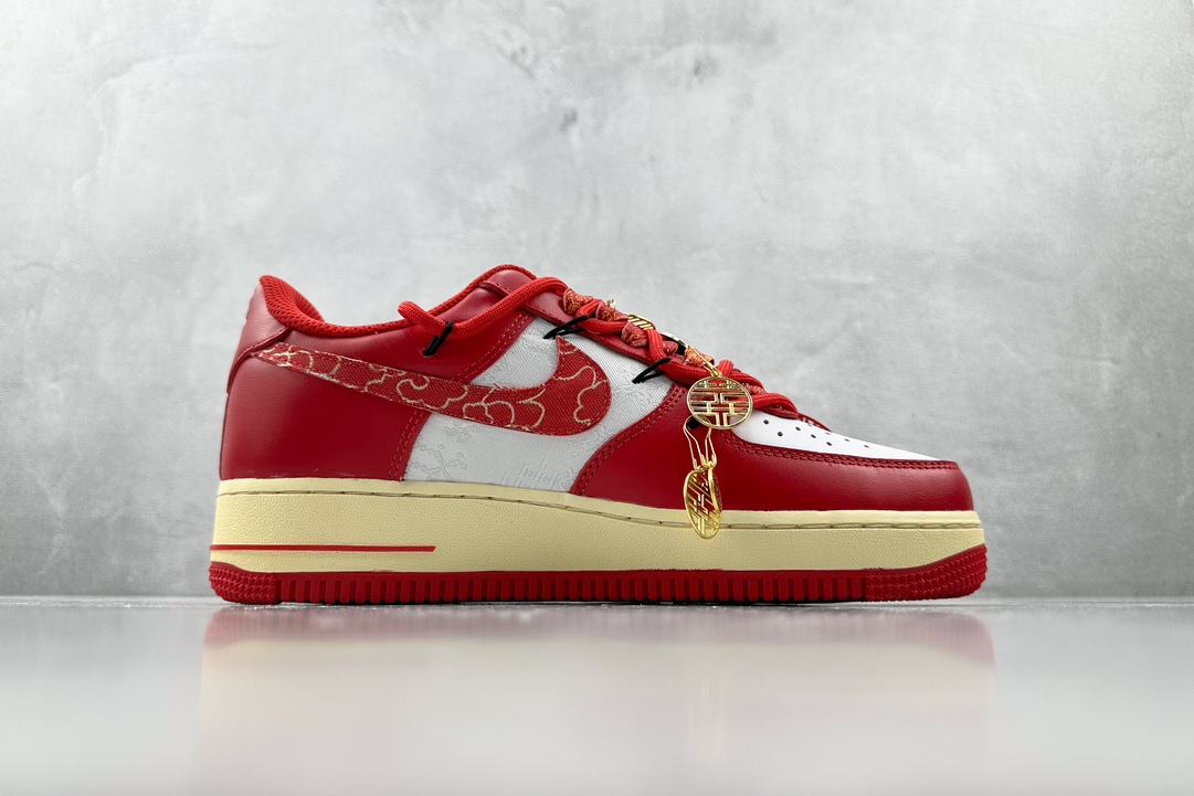
【定制球鞋】 Nike Air Force 1Low 喜欢你 刺绣 龙凤呈祥婚鞋秀禾 白红

货号：F