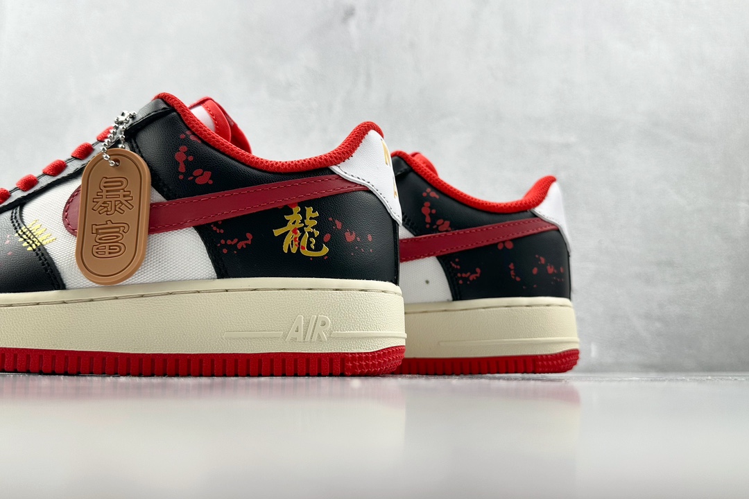 ️定制球鞋NikeAirForce1LowCNY龙转乾坤龙年限定黑红货号FN7439133尺码35.53