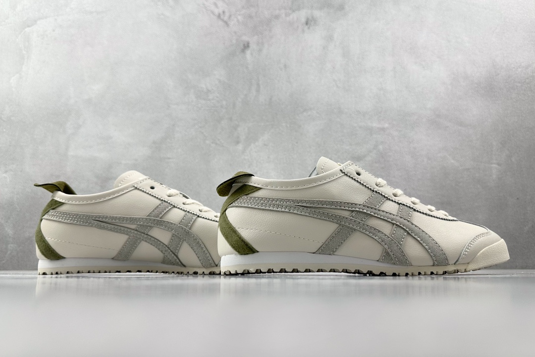 SC版 140 渠道特供 二层跑量 Onitsuka Tiger鬼冢虎  MEXICO 66 米白草绿色  1183B991-100