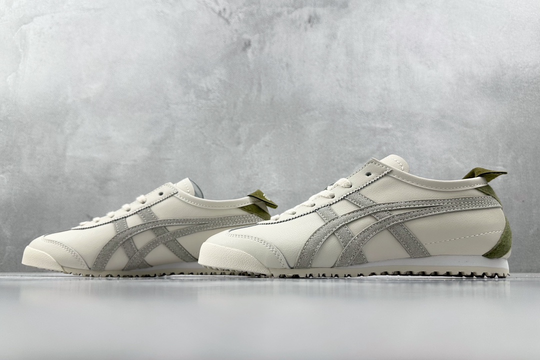 SC版 140 渠道特供 二层跑量 Onitsuka Tiger鬼冢虎  MEXICO 66 米白草绿色  1183B991-100