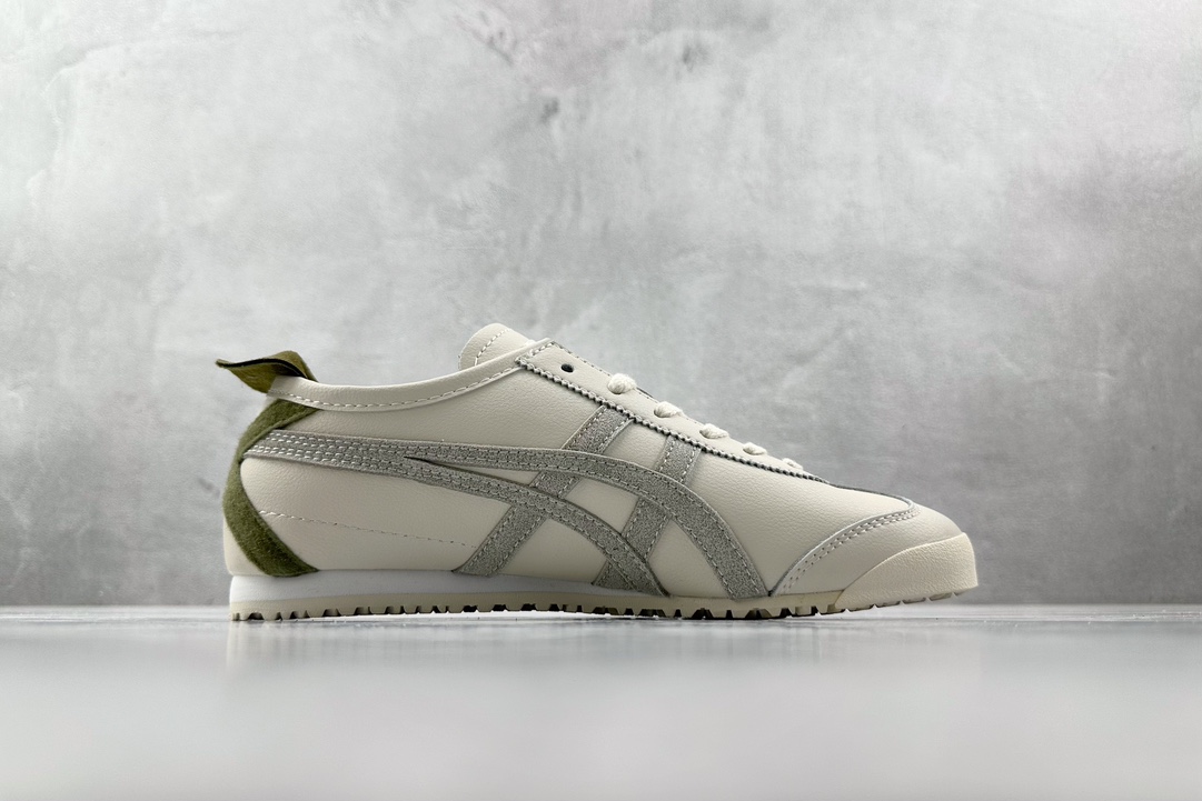 SC版 140 渠道特供 二层跑量 Onitsuka Tiger鬼冢虎  MEXICO 66 米白草绿色  1183B991-100