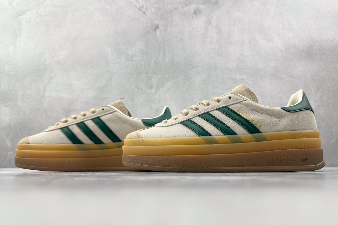 HG版 品质升级 180 adidas originals Gazelle BOLD W 白绿 ID7056