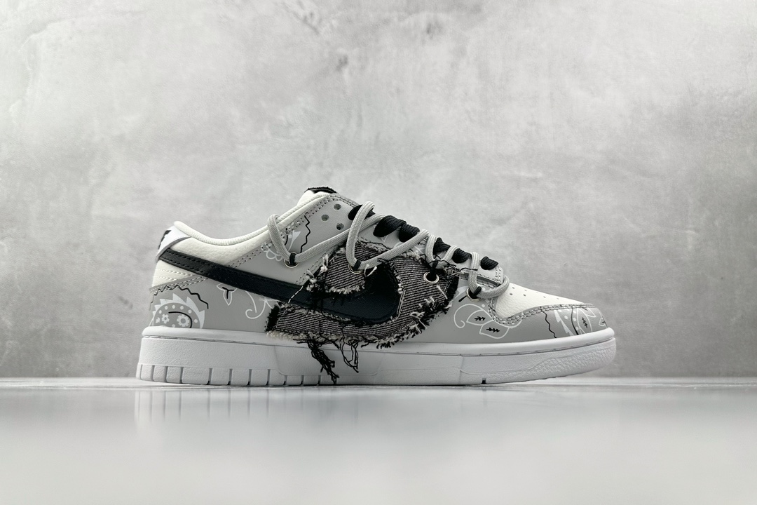 DIY 260 【定制球鞋】 Nike Dunk Low 腰果花 灰黑白 DJ6188-101