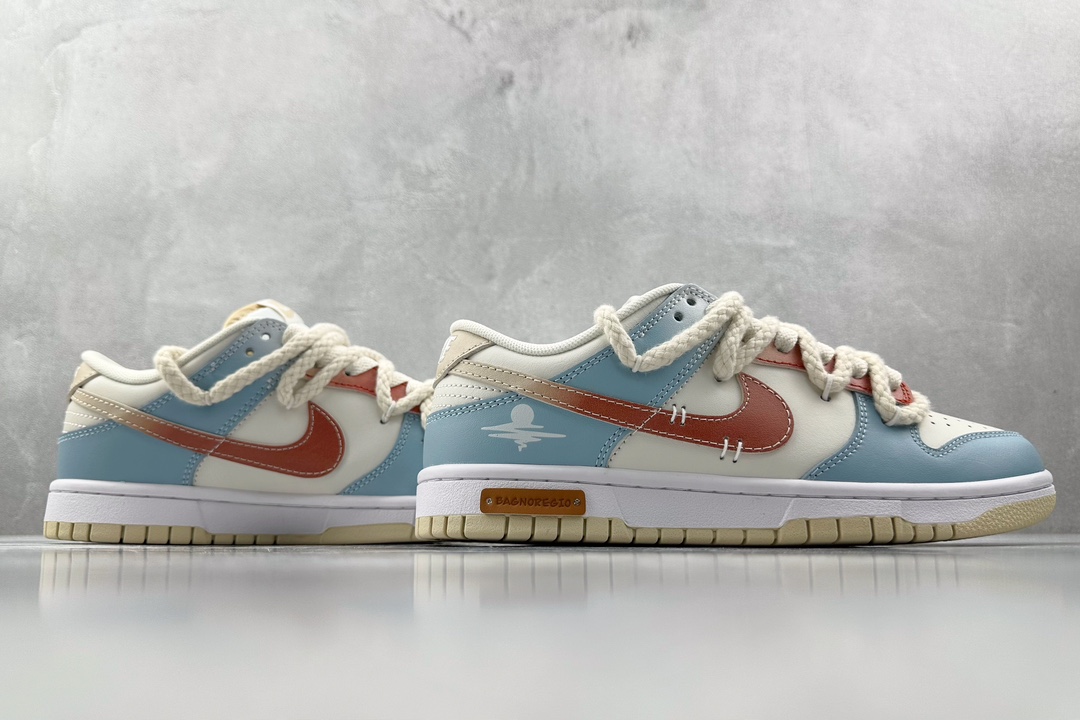 DIY 260 【定制球鞋】 Nike Dunk Low 复古海岸 蓝白棕 DV0831-003