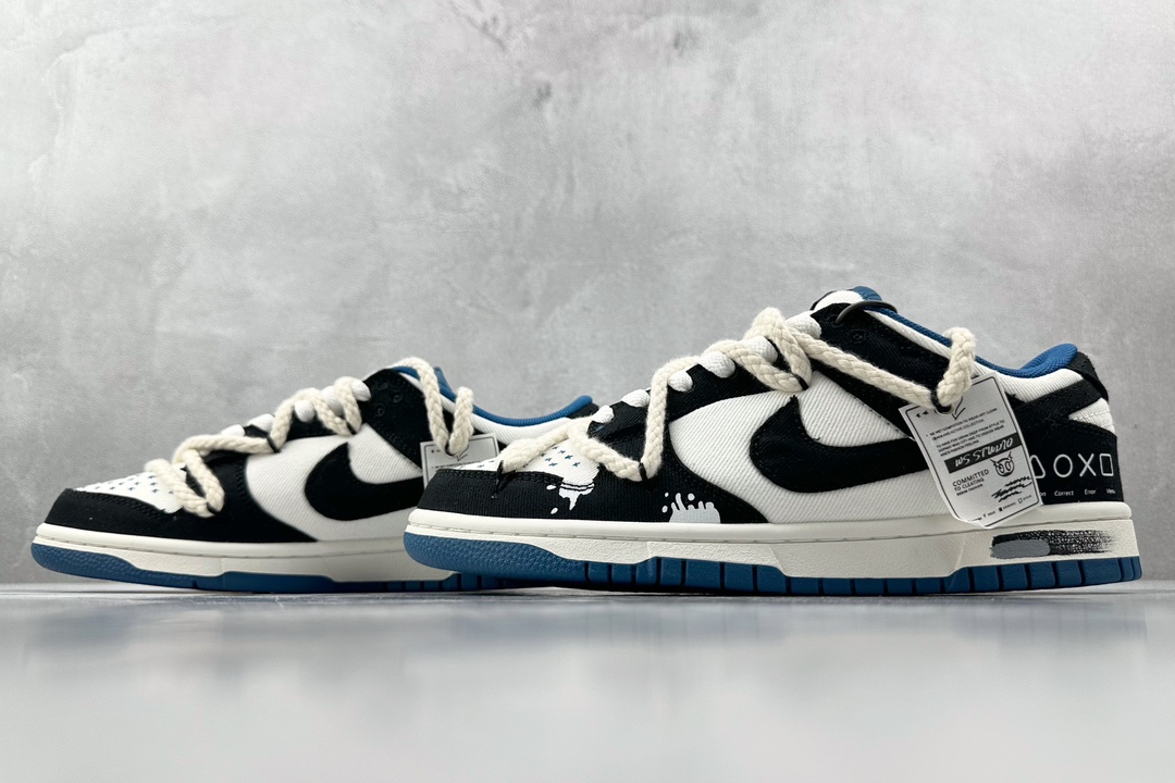 DIY 260 【定制球鞋】 Nike Dunk Low 龙年限定 资深玩家黑白蓝 DV0834-101