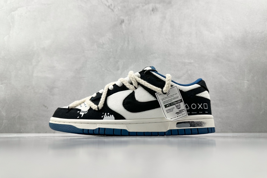 DIY 260 【定制球鞋】 Nike Dunk Low 龙年限定 资深玩家黑白蓝 DV0834-101