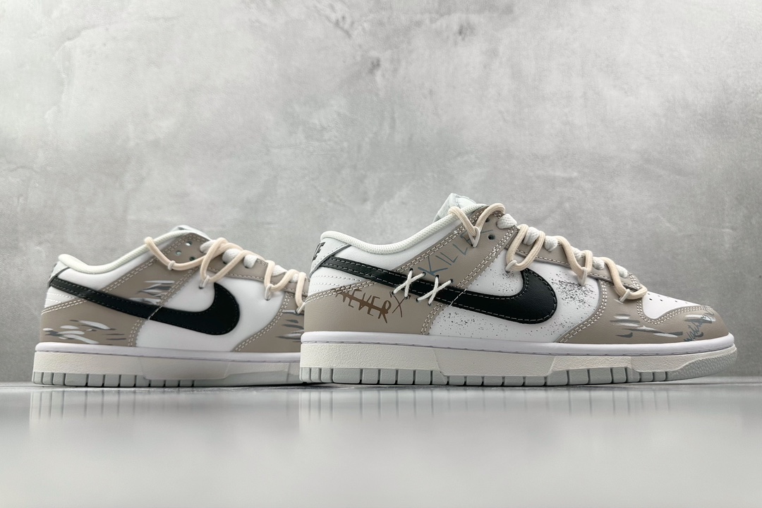 DIY 260 【定制球鞋】 Nike Dunk Low 龙年限定 缝线叉叉 黑白灰 DV0831-101