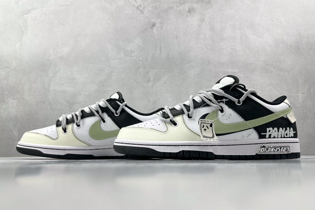 礼盒 DIY 300 【定制球鞋】 Nike Dunk Low 滚滚而来 GS 黑白黄 CW1590-100