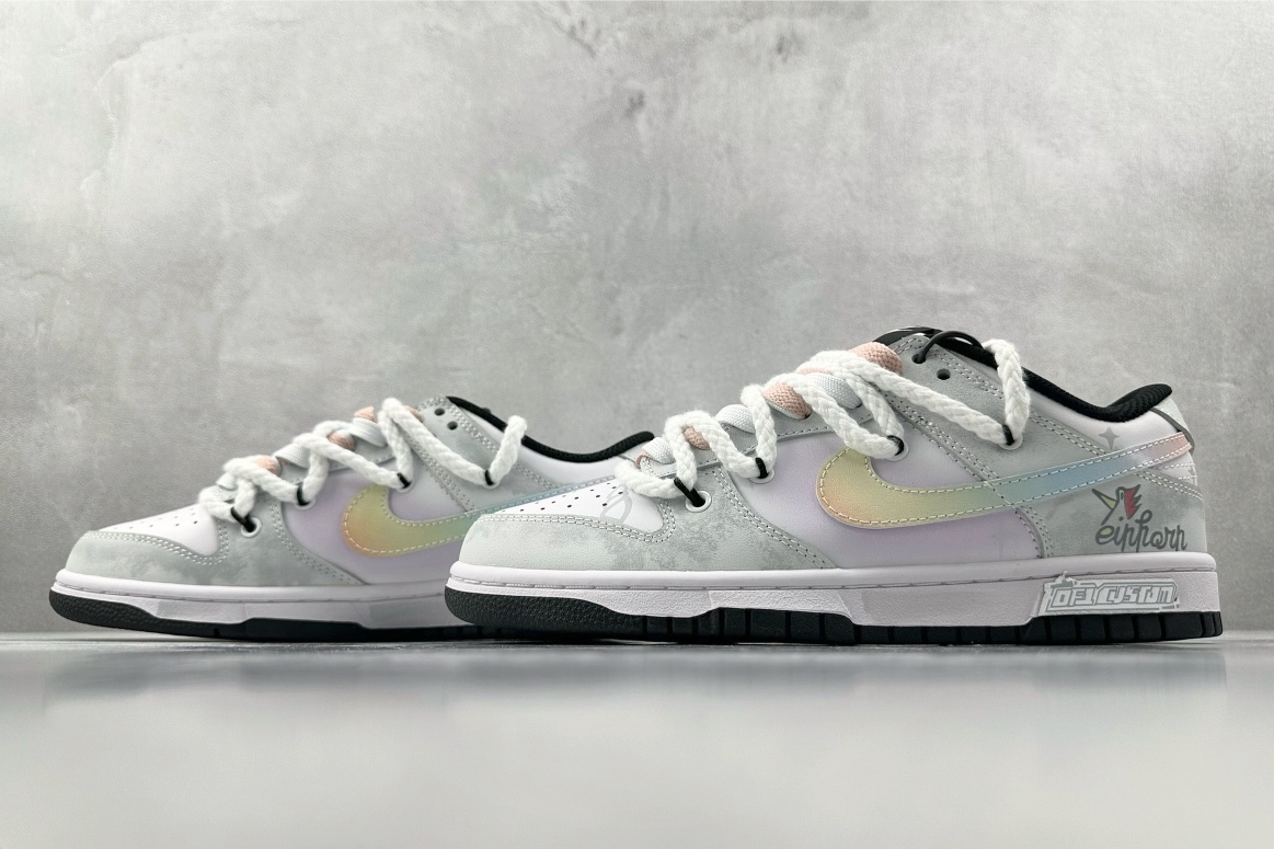 礼盒 DIY 300 【定制球鞋】 Nike Dunk Low 达芬奇星黎闪翼 黑白灰 DD1391-100