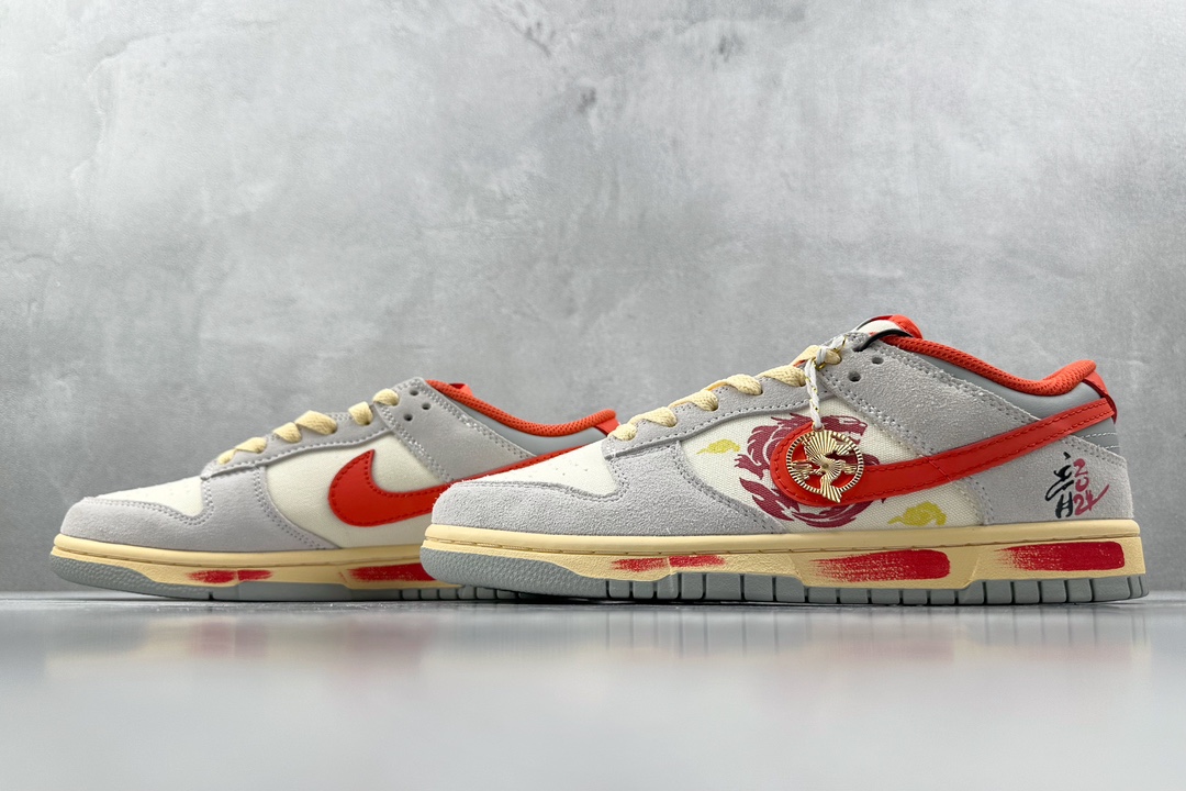 DIY 260 【定制球鞋】 Nike Dunk Low spd 龙年限定 中国红 中国龙 白灰橙 FJ5429-133