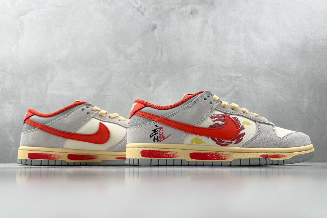 DIY 260 【定制球鞋】 Nike Dunk Low spd 龙年限定 中国红 中国龙 白灰橙 FJ5429-133