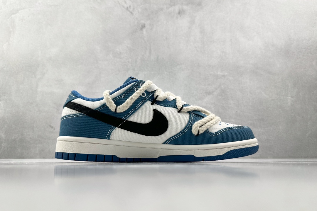 DIY 260 【定制球鞋】 Nike Dunk Low 缠绵 黑白蓝 DV0834-101