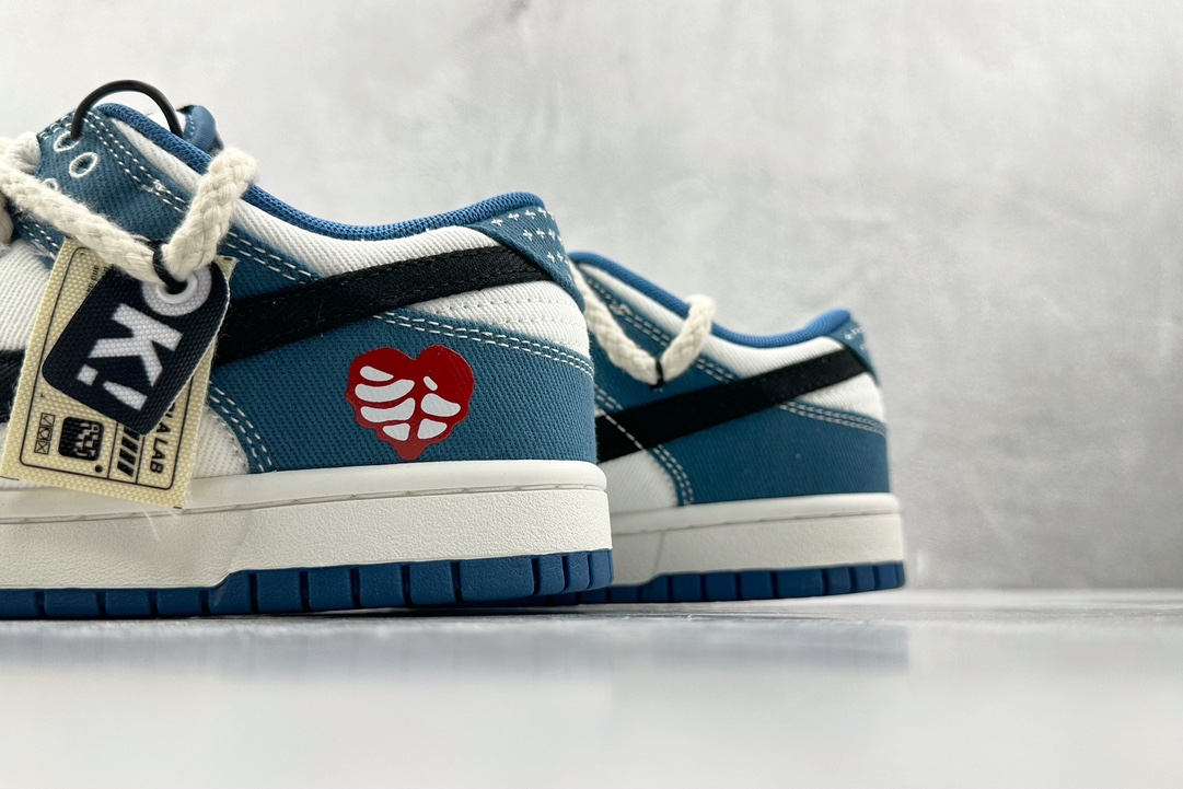 DIY 260 【定制球鞋】 Nike Dunk Low 缠绵 黑白蓝 DV0834-101