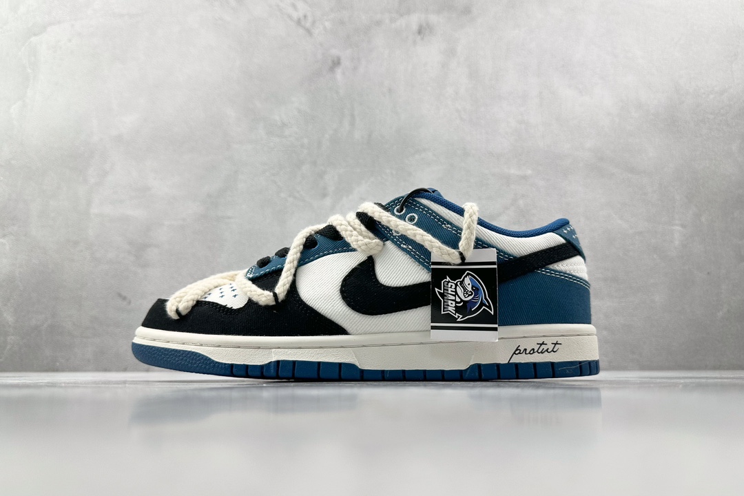 DIY 260 【定制球鞋】 Nike Dunk Low 黑白蓝 DV0834-101