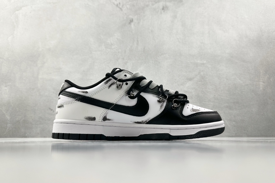 DIY 260 【定制球鞋】 Nike Dunk Low Retro ”Black”暗夜使者 字母涂鸦 黑白灰 DD1391-100